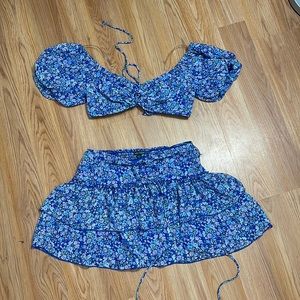 Wild Fable floral set. Skirt and cropped top. Size small (both)